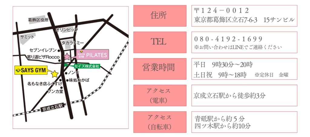 葛飾区立石ピラティススタジオまでのアクセス