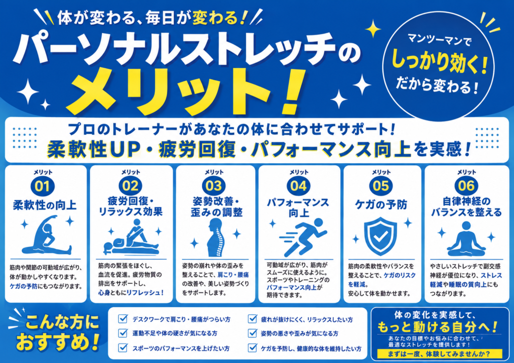 パーソナルストレッチの効果を紹介する画像