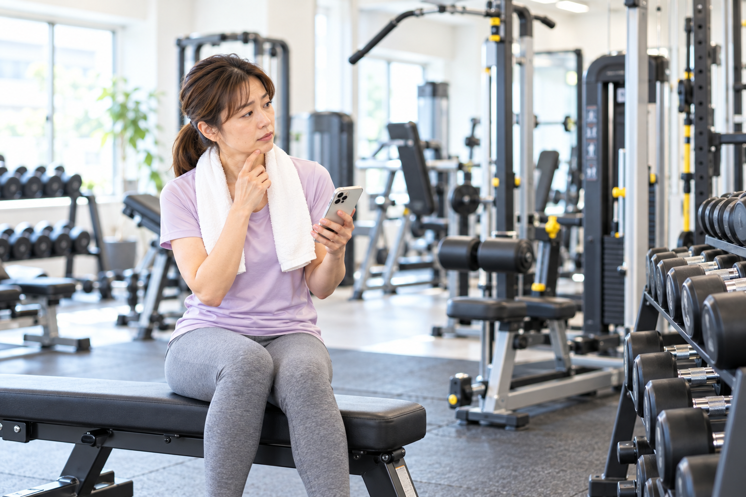 運動が続かず悩む女性