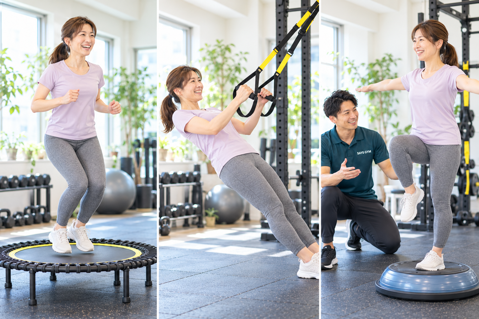 トランポリン・TRX・バランストレーニングなど多彩なプログラム